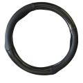 Black Carbon Fiber Leather Stitching Steering Wheel Cover Anti-Slip 38cm 15". 