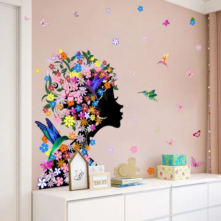Artsy%20Home%20Self%20Adhesive%20Flower%20Fairy%20Girl%20Design%20Wall%20Decal%20For%20Home%20Decor%20-%2070%20x%20120cm%20-%20Image%203