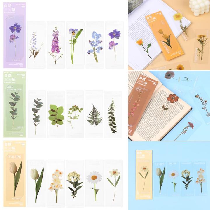 Note Card Bookmark 5Pcs/Set Office School Supplies Gift Book Note Marker PET Leaf Vein ...