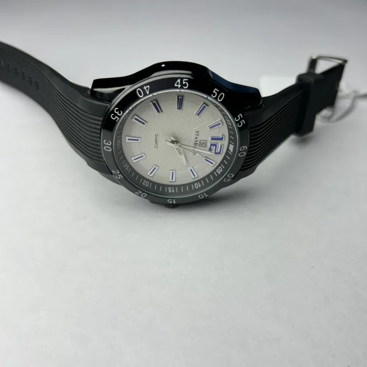 Casual Design Stainless Steel Round White Dial Black Rubber Strap ...