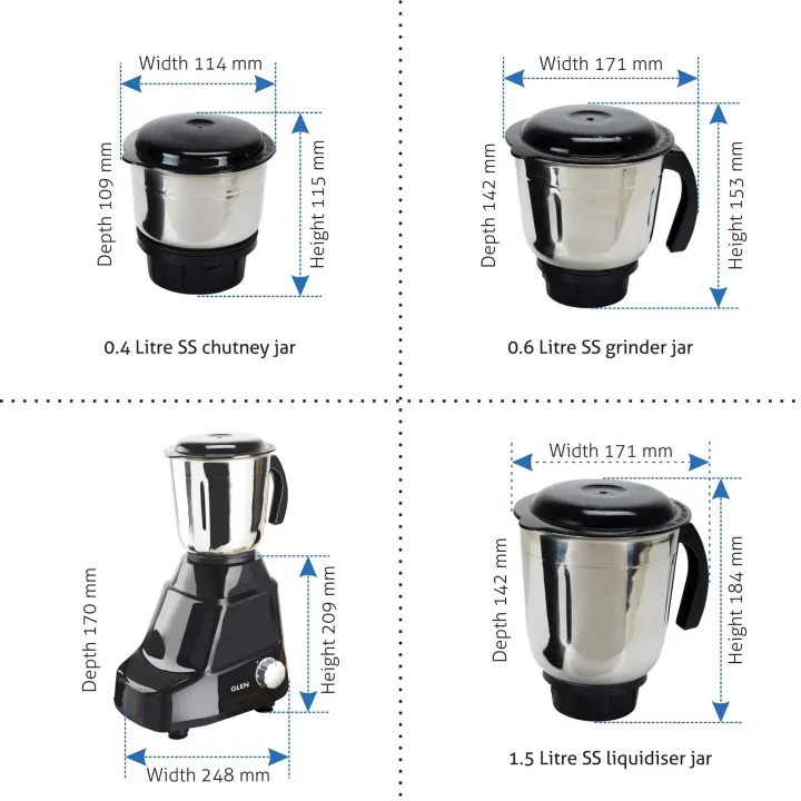 Glen%20Mixer%20Grinder%20Stainless%20Steel%20Jars%20500W%20-%20Image%205