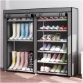 Double Layer Shoe Rack 2 x 6 Layer Shoe Rack  Foldable Shoe Rack Dustproof With Cover - Multicolor. 