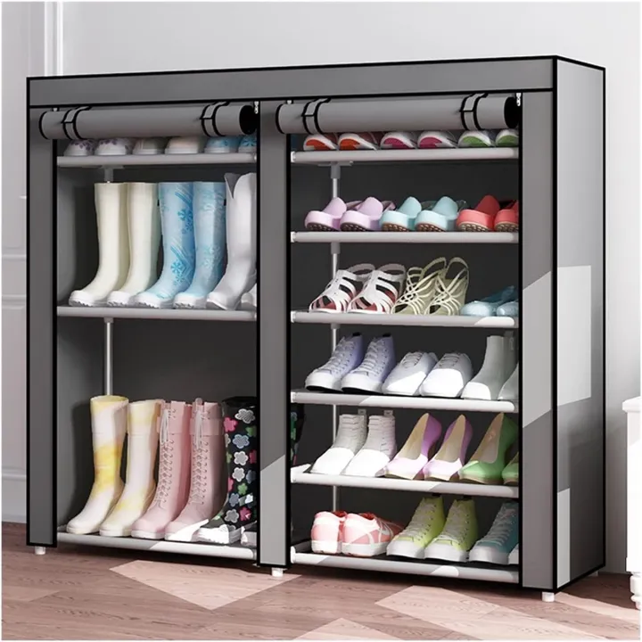 Double%20Layer%20Shoe%20Rack%202%20x%206%20Layer%20Shoe%20Rack%20%20Foldable%20Shoe%20Rack%20Dustproof%20With%20Cover%20-%20Multicolor%20-%20Image%202
