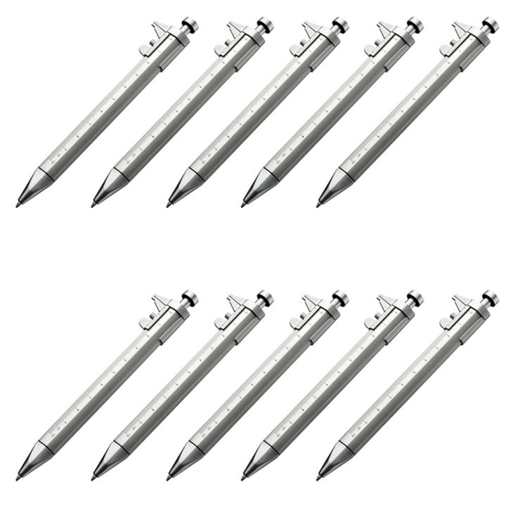OUMERY 10Pcs Multifunction 1.0mm Gel Ink Pen Vernier Caliper Roller Ball Pen Stationery Ball-Point Pens Blue Ink