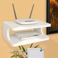 Set top Box Stand | WiFi Router Holder Wall Shelves for Home (Color-White, ‎25D x 20W x 8.5H Cm). 