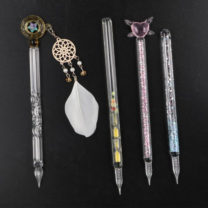 School Suppiles Antique Signature Fountain Pens Vintage Writing Glass Dip Pen Glass Pen Pen Drip Pen