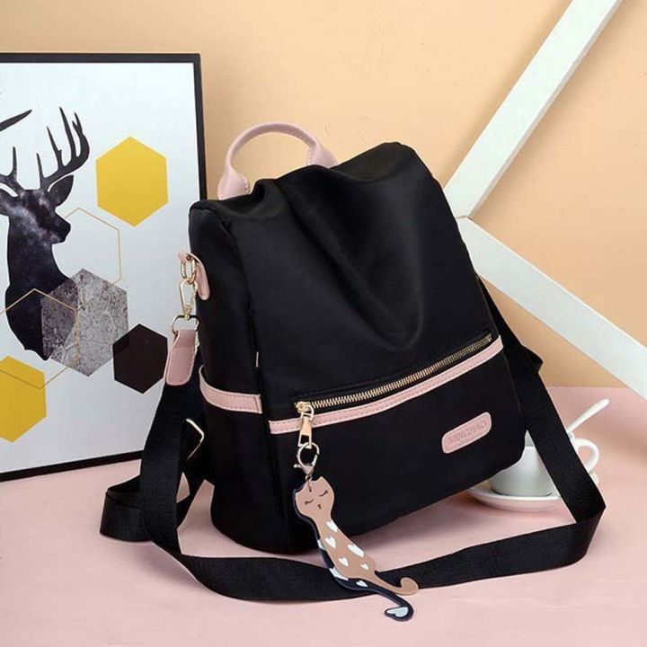 Portable%20Cloth%20Women%20Daily%20Backpack%20Anti-theft%20Cat%20PU%20Pendant%20Oxford%20Cloth%20Daypack%20Anti-splash%20Water%20Scratch%20Prevention%20Contrast%20Color%20School%20Bag%20Women%20-%20Image%207