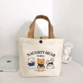 Canvas Bag Small Versatile Handbag Female Student Lunch Box Bag Simple Tote Bag Office Worker Lunch Bag LUKE. 