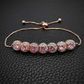 2023 New Luxury Green Pink Rose Gold Silver Color CZ Bracelet Bangle for Wedding Women on Hand Gift Jewelry Wholesale Bulk S5243. 