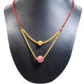 Gold Plated Panchadhatu Black Potey Mangalsutra With White Stone Locket For Women. 