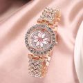 Elegant With Bracelet Gypsophila Watch Rose Gold Bling Bling Flower Diamond Watch Alloy Ladies Watch. 