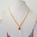 Gold Plated Ruby Pendant Design Chain Necklace For Women. 