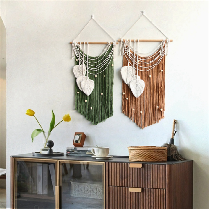 Nullmul%20Bohemian%20Style%20Wall%20Decoration%20Tapestry%20Leaf%20Tassel%20Tapestry%20Braided%20Chic%20Hand%20Woven%20Bohemian%20Green%20-%20Image%202