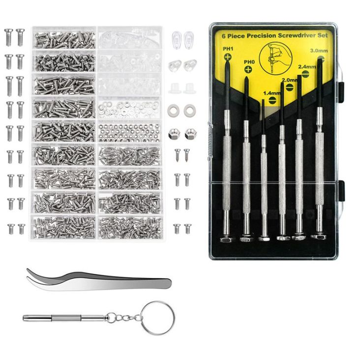 Eyeglass Repair Kit Sunglasses Repair Kit With Nose Pads Screws Screwdriver Tweezers For Watch Clock Spectacle Repair