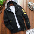 Colorblocked Windcheater Polyester Detachable Jacket Hoodie For Men. 