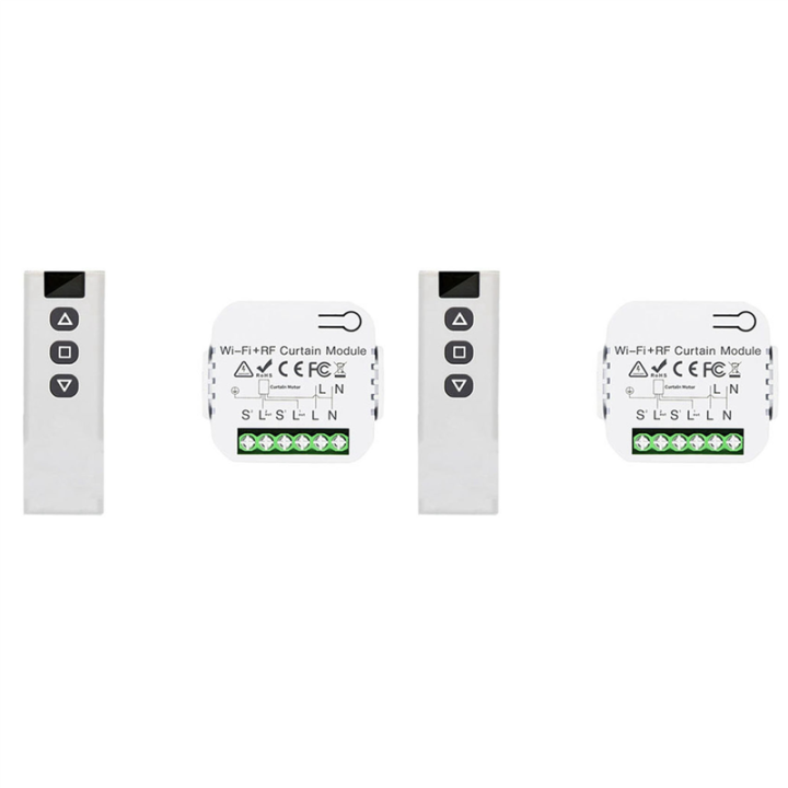 OUMERY 2X Tuya Smart Life WiFi 433Mhz Blind Curtain Switch with RF Remote for Electric Roller Shutter Control, 1RC 1RE