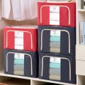 Oxford Foldable Clothes Storage Box | Multi-Purpose Washable Organizer with Zip Lid & Metal Frame | Blanket, Quilt, Pillow Storage. 