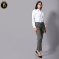 Boss Lady Dark Grey Cotton Front Button Formal Pant For Women. 