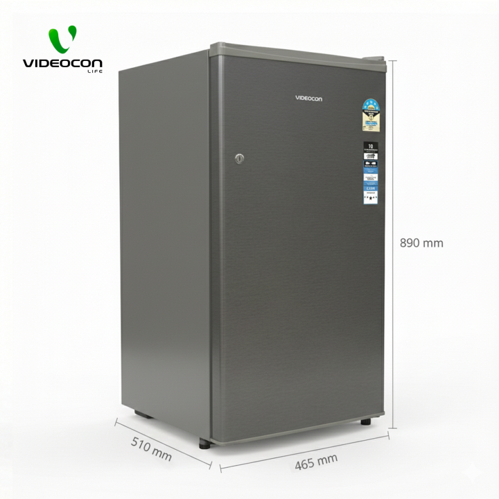 Videocon  Single Door Direct Cool 120 LTR Refrigerator 5 Star Steel Color VCM VD-120SH