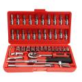 46 pcs Spanner Socket Set 1/4 CR-V Car Repair Tool Ratchet Wrench Set hand Tools. 