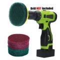 JAERBEE 2X 4 Inch Drill Power Brush Tile Scrubber Scouring Pads Cleaning Kit, Heavy Duty Household Cleaning Tool. 