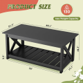 Black Cross Coffee Table for Living Room, 40" Center Table with X-Frame Support & Storage Shelf, 2-Tier Wood Coffee Tables for Bedroom. 