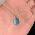 Sale】Moonstone Aquamarine Necklace Women's Light Luxury Niche Clavicle Chain Snake Bone Thin Woolen Chain 2023 New Fashion. 