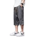 Casual pants men's 2025 summer thin ice silk sports cropped pants trendy brand loose casual shorts. 