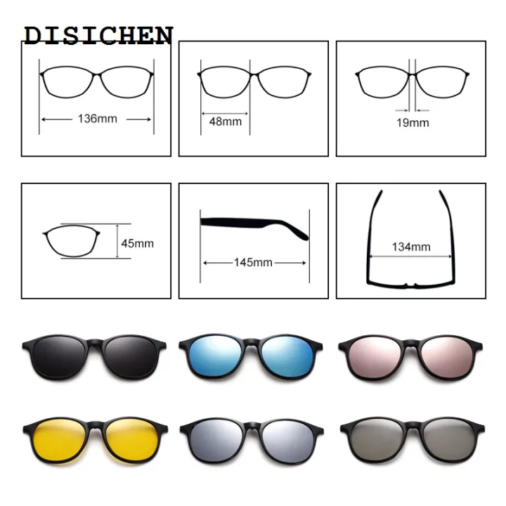 DISICHEN%202025%20New%20TWO%20Oclock%20Magnet%20Sunglass%20Women%20Men%20Polarized%20Lens%20Optical%20Spectacle%20Frame%20Clip%20On%20Glasses%20Men%20Round%20TR90%203D%20Night%20Vision%20A2245%20-%20Image%203