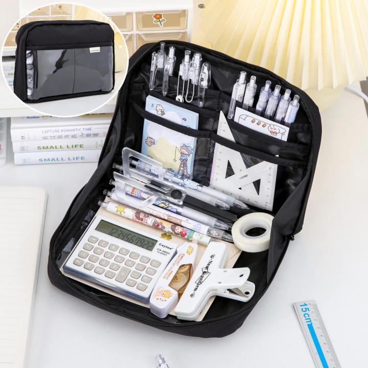 Canvas%20Pencil%20Case%20Trendy%20Beige/Green/Pink/Blue/Black%2023.5*5.3*17cm%20Pen%20Bag%20Dopamine%20Girls%20Pencil%20Case%20for%20School%20Supplies%20Stationery%20Storage%20Students%20Teenagers%20Gift%20Option%20-%20Image%202