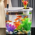 Transparent Home Office Desk Decoration Aquarium Table Fish Bowl Tank With Lid 13 Litre. 