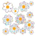 6/12 PCS Window Clings Double-Sided Window Stickers Daisy Pattern Shiny Glass Decals Static Cling Vinyl Anti Collision Sun Catchers Mirror Decoration. 