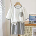 New Yaseller Homewear Seven-quarter Sleeve Set Boys Girls Pamas Summer Thin Medium Large Children Air Conditioning Clothes. 