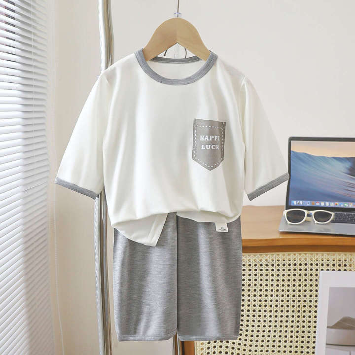 New%20Yaseller%20Homewear%20Seven-quarter%20Sleeve%20Set%20Boys%20Girls%20Pamas%20Summer%20Thin%20Medium%20Large%20Children%20Air%20Conditioning%20Clothes%20-%20Image%204