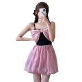 Swimsuit women's one-piece suspender girl retro skirt swimsuit conservative thin flesh hot spring swimsuit professional wholesale. 