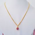 Gold Plated Ruby Pendant Design Chain Necklace For Women. 