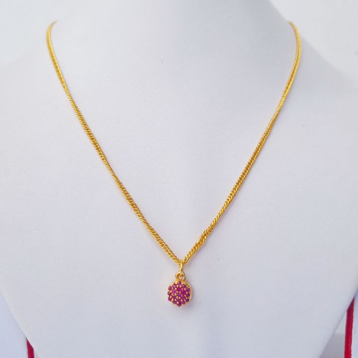 Gold Plated Ruby Pendant Design Chain Necklace For Women Daraz