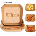 DISICHEN 2025 100pcs Air Fryer Paper Liner Non-stick Air Fryer Parchment Paper Liners Baking Paper Filters for Kitchen Airfryer Micro-waveHats Caps. 