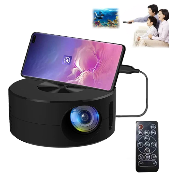 T200 1500LM 1920×1080P LED Mini Projector US Plug | 1500LM Brightness | Mini LED Projector