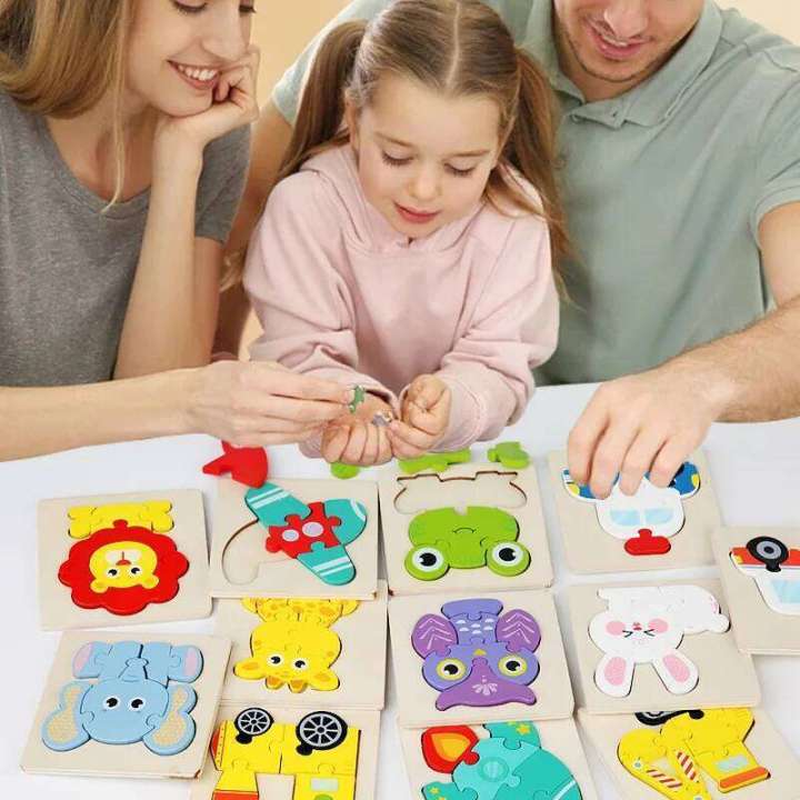 High Quality 3D Wooden Baby Cartoon Animal Traffic Jigsaw Early ...