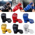 Durable Half Finger Boxing Gloves Wear Resistant Karate Muay Thai Training Punching Gloves PU Taekwondo Gloves for Men Women. 