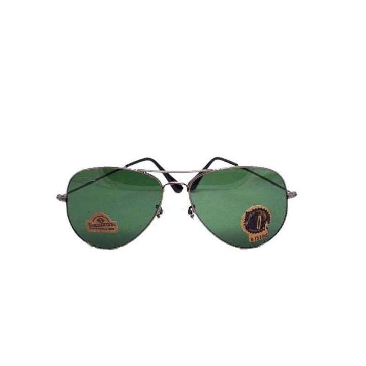 Premium Quality Uv400 Plus Diamond Hard B2 Glass Aviator In Green Lens With Gun Frame Sunglasses For Men