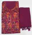 Purple Unstitched Kashmiri Woolen Kurta Surwal Piece for Women. 