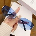 Cross-border New Frameless Miu Home Y2K Curved Sunglasses ins Women's High-End Style Hot Girl Street Style Versatile Sunglasses Wholesale. 