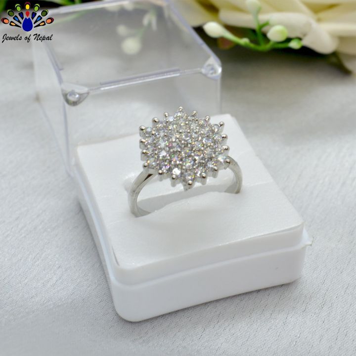 Jewels of Nepal American Diamond / Cubic Zirconia Finger Ring For Women