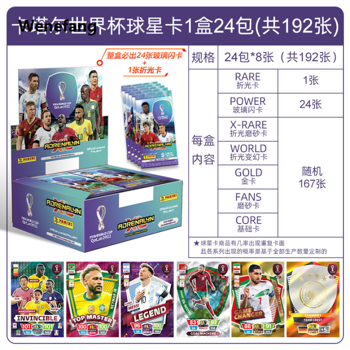 Wenefang 2022 Panini Football Star Cards Box Qatar World Cup Soccer Star Fashion Collection Messi Ronaldo Footballer Limited Fan Cards Box Set