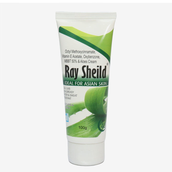 Ray%20Shield%20Sunscreen%20UVA%20/%20UVB,%20SPF%2040,With%20Aloevera%20And%20Vitamin%20E,%20IDEAL%20FOR%20ASIAN%20SKIN,%20100g%20-%20Image%203