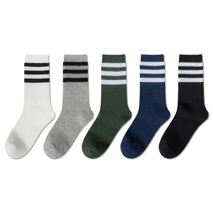 5%20pairs%20of%20,%20simple%20and%20classic%20women's%20black,%20white%20and%20gray%20series%20long%20three-bar%20cotton%20socks%20Versatile%20sports%20women's%20socks%20-%20Image%205