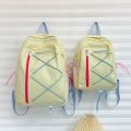 Cute Multi-pockets Drawstring Backpack Large Capacity Student School Bag Solid Color Cloth Travel Rucksack Girls. 