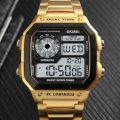 SKMEI 1335 Double Time Digital Chronograph Watch For Men - Gold. 